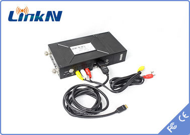 Bộ phát video chiến thuật Manpack Điều chế COFDM H.264 chạy bằng pin HDMI &amp; CVBS AES256 Mã hóa liên lạc nội bộ hai chiều
